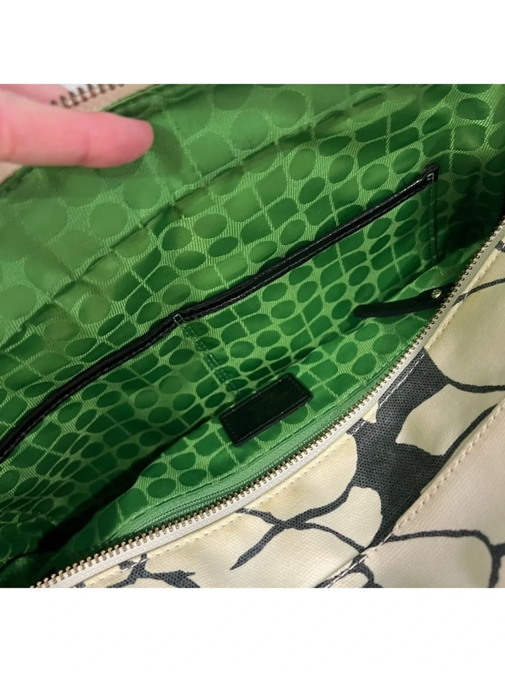 kate spade Black and Cream Floral Canvas Tote